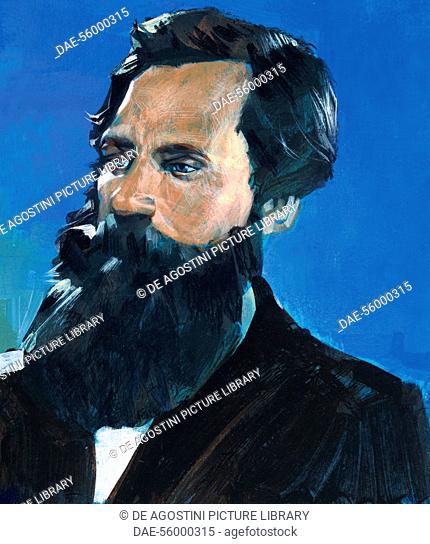 Portrait of Ivan Petrovich Pavlov (Ryazan, 1849-St Petersburg, 1936), Russian physician and physiologist, Nobel Prize in medicine in 1904, illustration