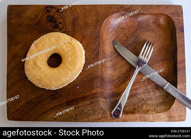 donut with knife and fork