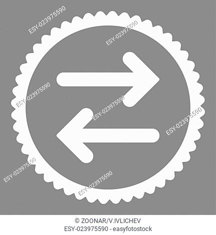 Flip Horizontal flat white color round stamp icon