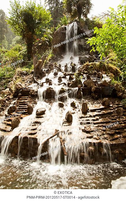 Artificial waterfall at Company Bagh in Mussoorie, Uttarakhand, India