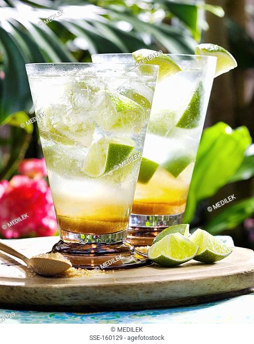 Lime cocktails served outdoors