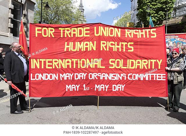 Demonstrators at London May Day 2018. London, UK. 01/05/2018 | usage worldwide. - London/United Kingdom of Great Britain and Northern Ireland