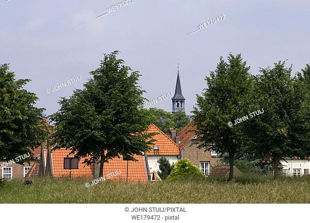 View at the church from the Dutch fortified town Heusden