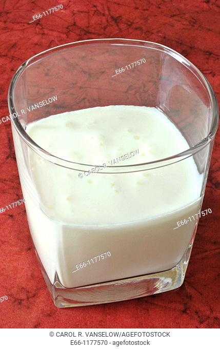 glass of kefir lactobacillas caucasicus is also known as laban, doogh, lassi, kumis