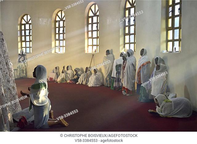 Ethiopia, Gonder, Bahata church, Morning mass, Women in prayer