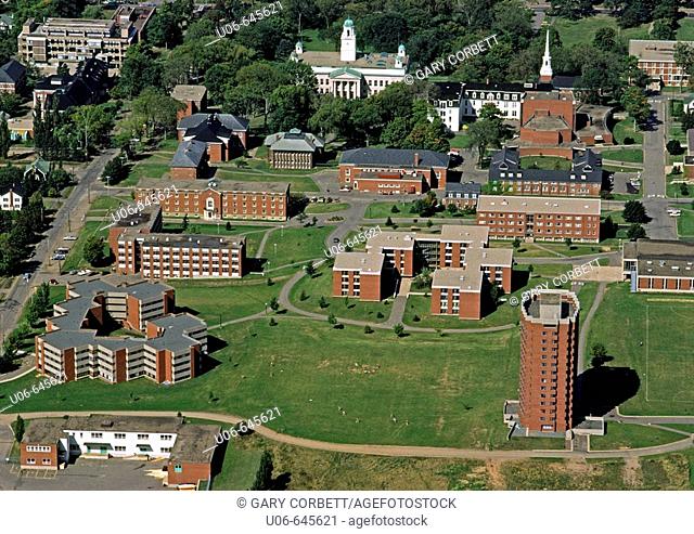 Aerial view of Acadia University in Wolfville, Nova Scotia, Canada