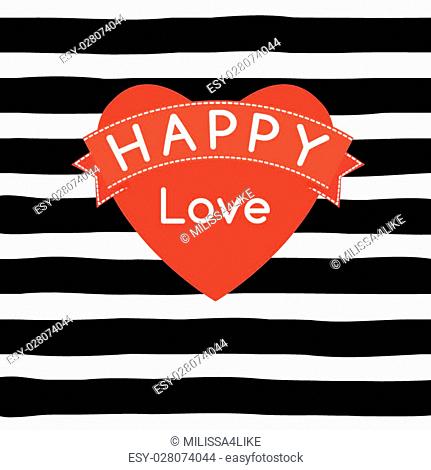 Happy Love card on stripe background, vector