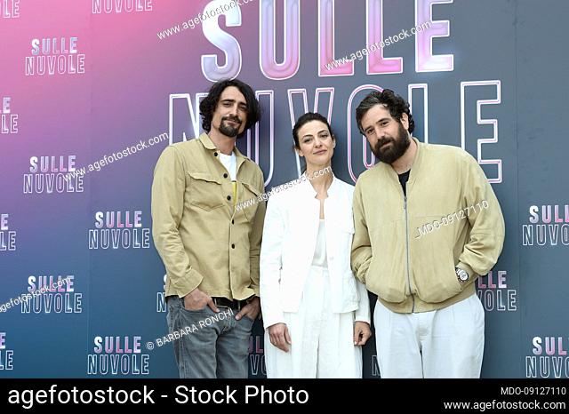 Italian actor Marco Cocci, the Italian actress Barbara Ronchi and the Italian singer-songwriter and director Tommaso Paradiso during the photocall for the...