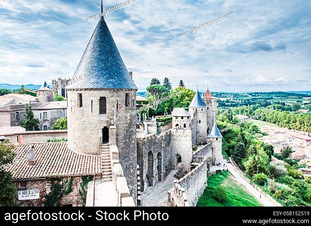 Ramparts of the Medieval City of Carcassonne in the Aude in France