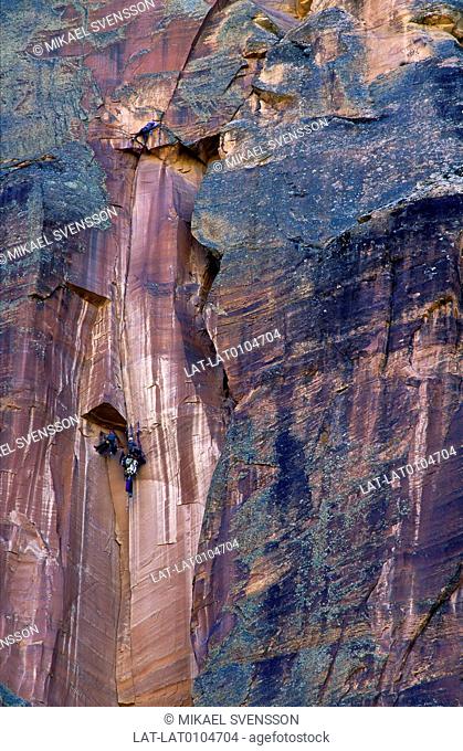 Zion National Park covers over 230 square miles. The Checkerboard Mesa is formed from Navajo sandstone. The horizontal lines are formed by wind erosion and the...