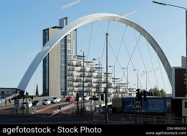 Brücke The Clyde Arc über den Fluss Clyde in Glasgow, 23.5.2016, Foto: Robert B. Fishman