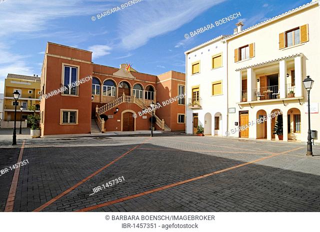 Church, old town, square, village Jesus Pobre, Javea, Xabia, Costa Blanca, Alicante province, Spain, Europe