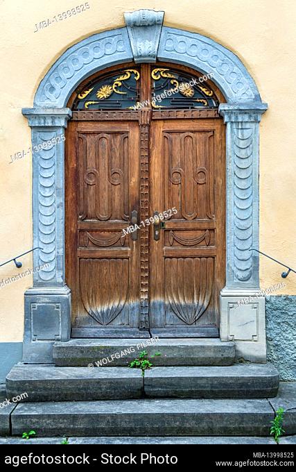 old historical gate / door at the residence in the old town of kempten, bavaria