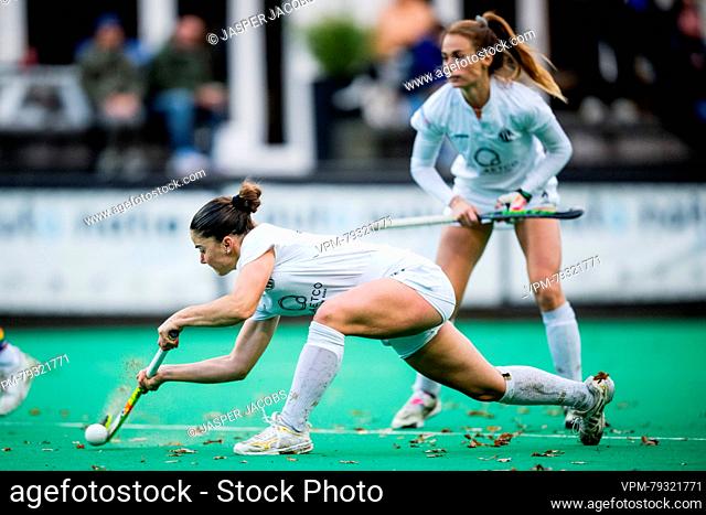 Racing's Guadalupe Moras pictured in action during a hockey game between KHC Dragons and Royal Racing club de Bruxelles, on day 11 for the Belgian Women Hockey...