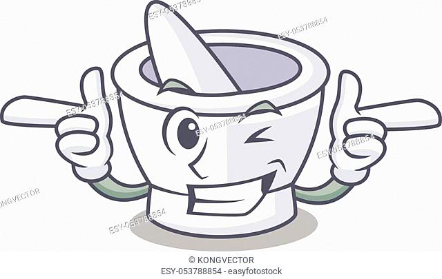 Wink mortar character cartoon style vector illustration