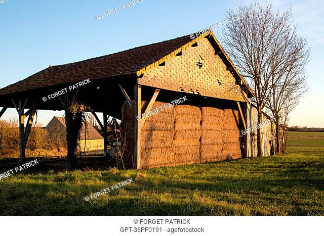 LANDSCAPE OF THE BERRY, HAY BARN, SARZAY, GEORGE SAND'S BLACK VALLEY IN THE BERRY (36), FRANCE