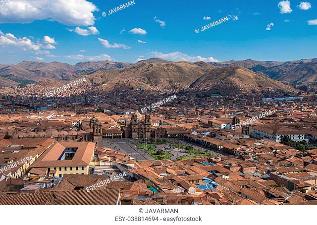 Panoramic view of Cusco historic center, Peru