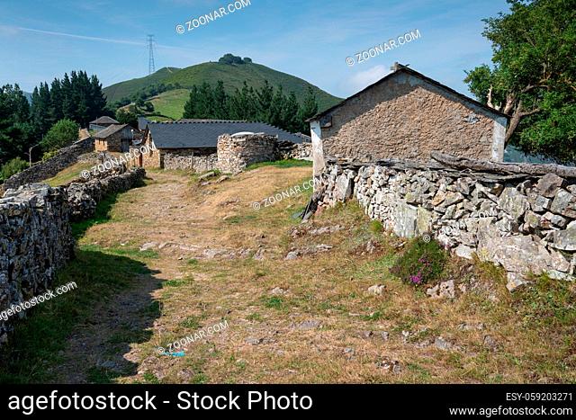 Small village in the mountains of Asturias, Camino de Santiago trail, Spain