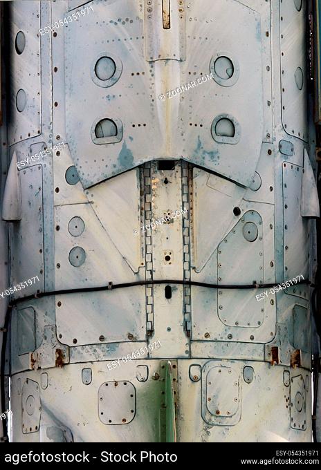 Aircraft metal surface with aluminum and rivets