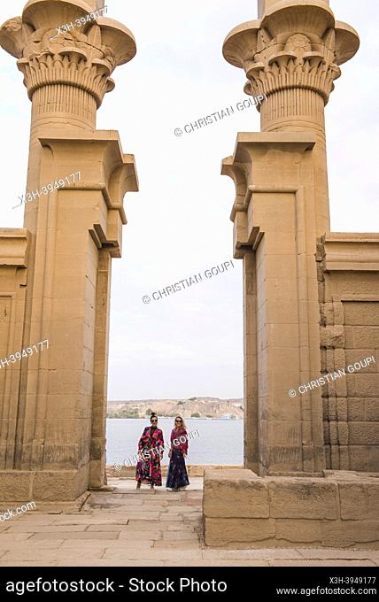 Temple of Hathor, Temple of Philae, Agilkia Island, Aswan, Egypt, Northeastern Africa