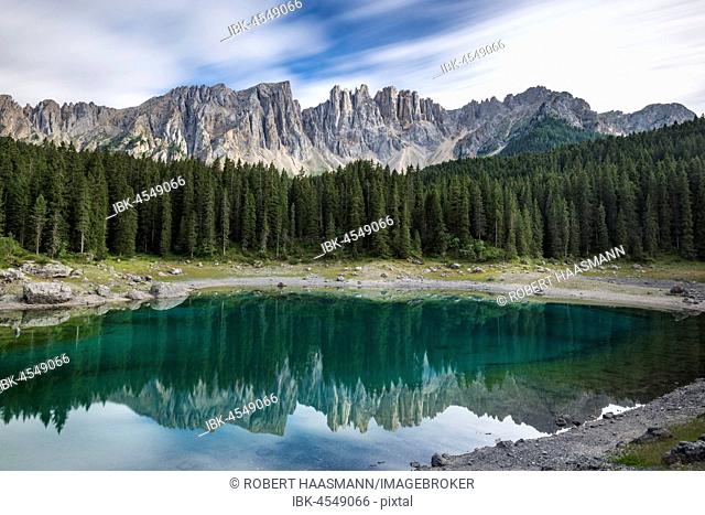 Karersee, Lago di Carezza, Latemar, Dolomites, South Tyrol, Italy