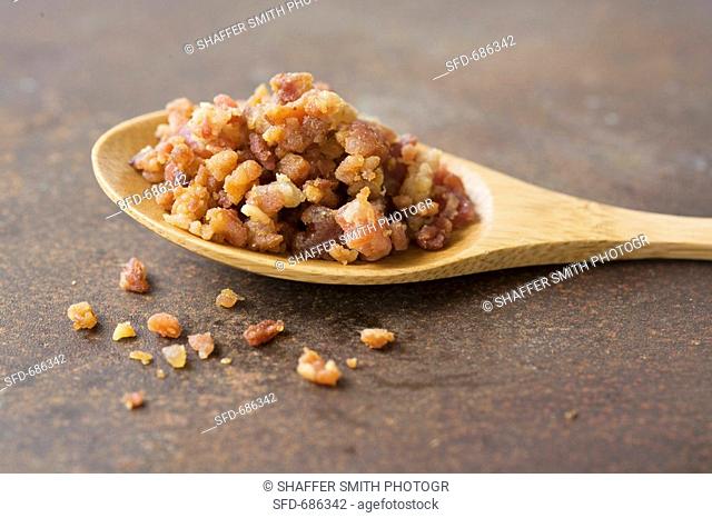 Bacon Bits on a Wooden Spoon