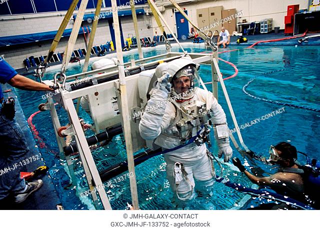 Though there is no space walk planned for the STS-68 mission, astronauts Stephen L. Smith (facing camera) and Peter J. K