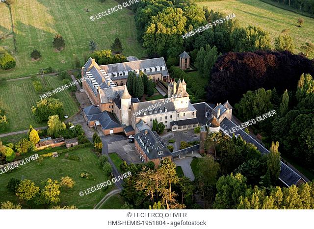 France, Pas de Calais, Wisques, Saint Paul benedictine abbey (aerial view)