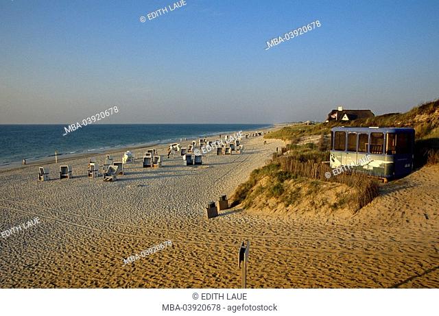Germany, Schleswig-Holstein, island Sylt, Kampen, beach, dusk, northern North Frisia, North-Frisian island destination tourism sandy beach wicker beach chairs