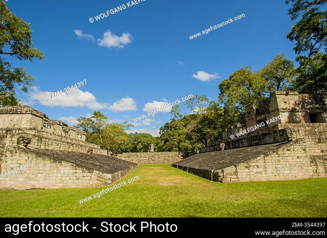 The Ball Court on the Great Plaza at the Mayan archaeological site (Unesco World Heritage Site) in Copan, Honduras