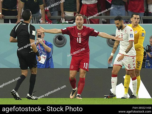 November 22nd, 2022, Education City Stadium, Doha, QAT, World Cup FIFA 2022, Group D, Denmark vs Tunisia, in the picture Denmark's midfielder Christian Eriksen...