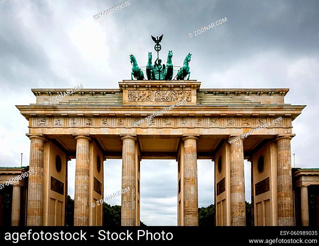 Quadriga on Top of the Brandenburger Tor (Brandenburg Gate) in Berlin, Germany