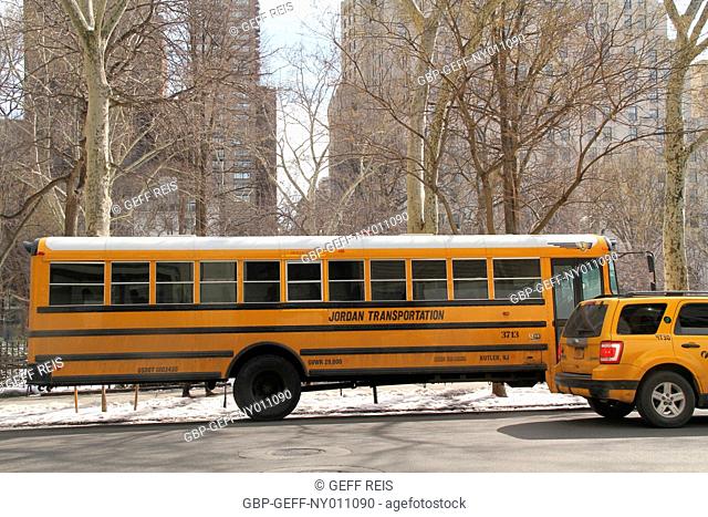 School bus, Fifth avenue, Times Square, New York, United States