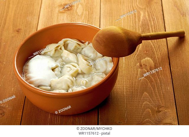 Traditional Russian food pelmeni