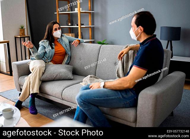 People Wearing Face Mask And Social Distancing