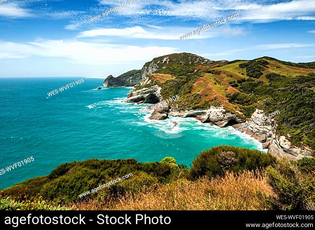 New Zealand, South Island, High angle view of Golden Bay