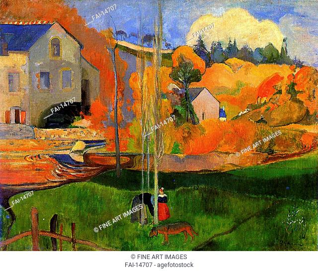 Landscape in Brittany. The David Mill. Gauguin, Paul Eugéne Henri (1848-1903). Oil on canvas. Postimpressionism. 1894. Musée d'Orsay, Paris. 73x92