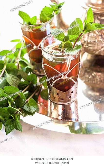 Traditional North African nana mint tea