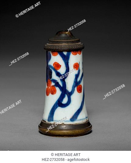 Imari Ware (?) Container with Brass Mounts, c 1650- 1700. Creator: Unknown