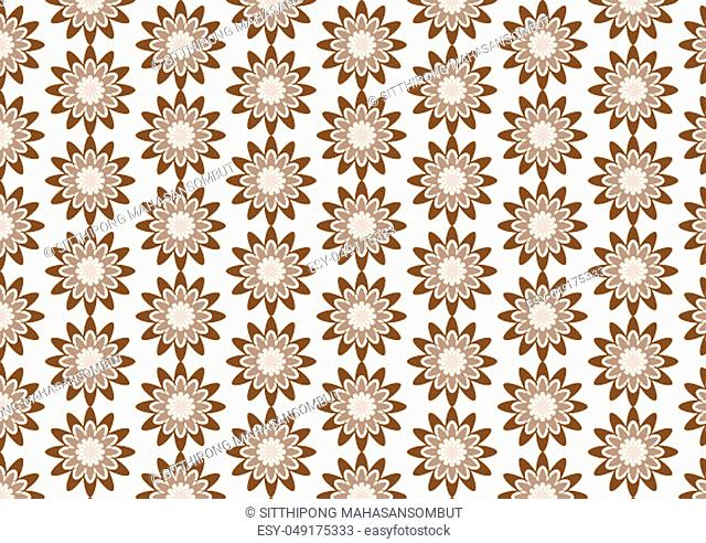 Brown sweet blossom pattern on pastel background. Abstract bloom pattern style for cute or modern design