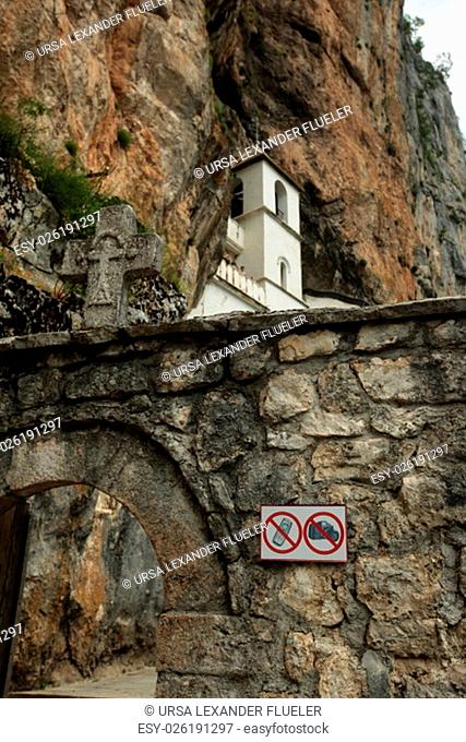 the Monastery Manastir Ostrog south of Niksic in Montenegro in the balkan in east europe