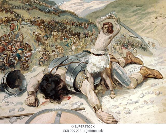 David Cuts off the Head of Goliath James Tissot (1836-1902 French) Watercolor
