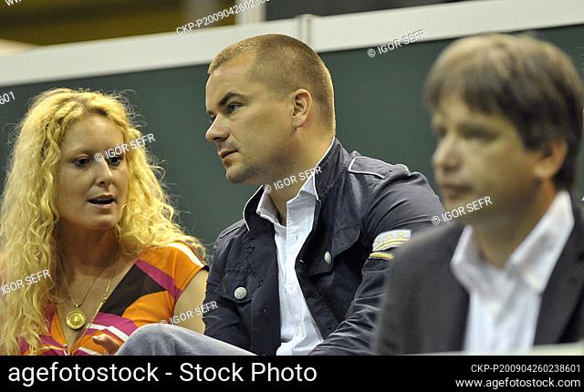 ***FILE PHOTO*** L-R Gabriela Kloudova, secretary of Prime Minister Mirek Topolanek, lobbyist Marek Dalik and Brno Mayor Roman Onderka watch semifinals of the...