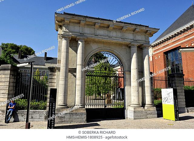 France, Nord, Le Cateau Cambresis, arch and main gate entrance to the Matisse Museum in the Palais Fénelon, housing 170 artworks of Henri Matisse on 4600 m2