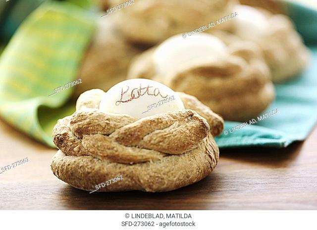 Greek Easter bread with eggs