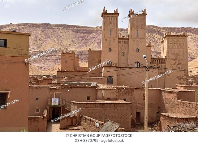 Kasbah Ellouze guesthouse beside the Ksar of Tamedakhte, Ounila River valley, Ouarzazate Province, region of Draa-Tafilalet, Morocco, North West Africa