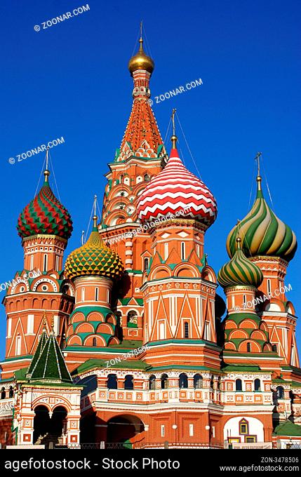 Golden onion of St. Basil's cathedral in Moscow, Russia