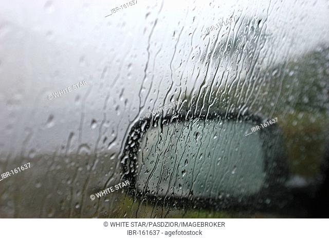 Rain at car-window , Connemara , Connacht , Ireland , Europe