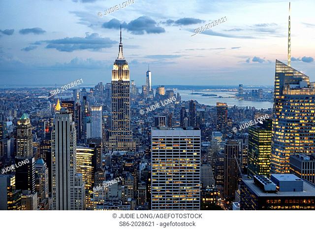 Looking South from Midtown Manhattan at the Empire State Building and Surrounding Area