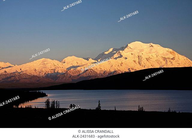 Sunset scenic over Wonder Lake and Mt. McKinley, Denali National Park, Interior Alaska